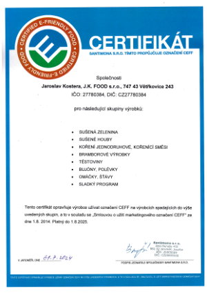 Certifikát CEFF - zdravá strava do škol