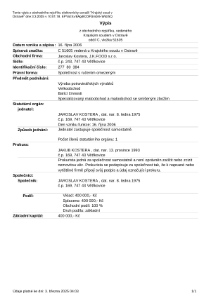 Výpis obchodního rejstříku