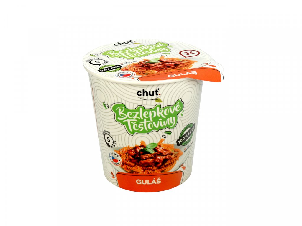 INSTANTNÍ BEZLEPKOVÉ TĚSTOVINY S GULÁŠOVOU OMÁČKOU